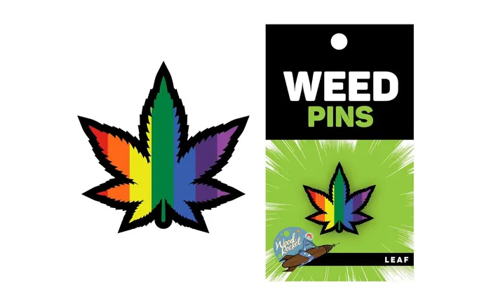 Wood Rocket Vibrators Rainbown Maijuana Leaf Pin