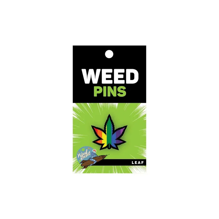 Wood Rocket Vibrators Rainbown Maijuana Leaf Pin