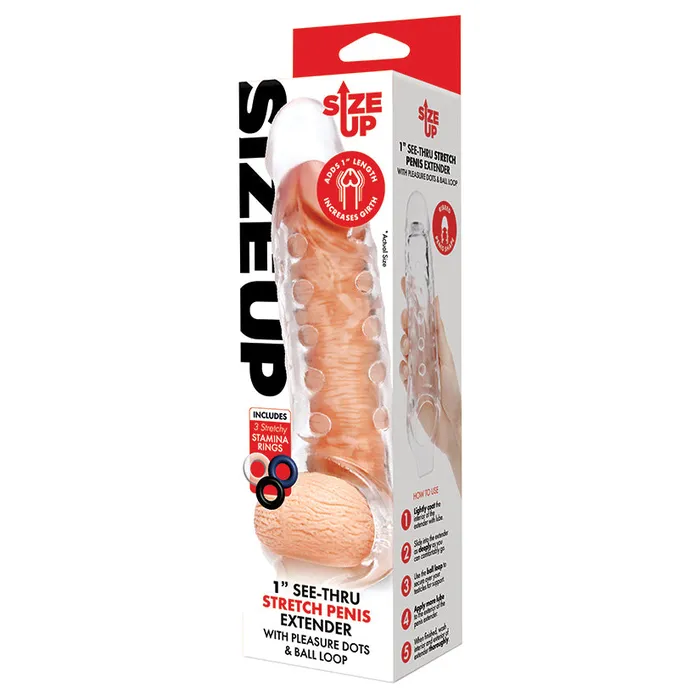 XGEN Male Sex Toys Size Up See Thru Studded Penis Extender with Ball Loop 15 XGEN Male Sex Toys Size Up See Thru Studded Penis Extender with Ball Loop 15