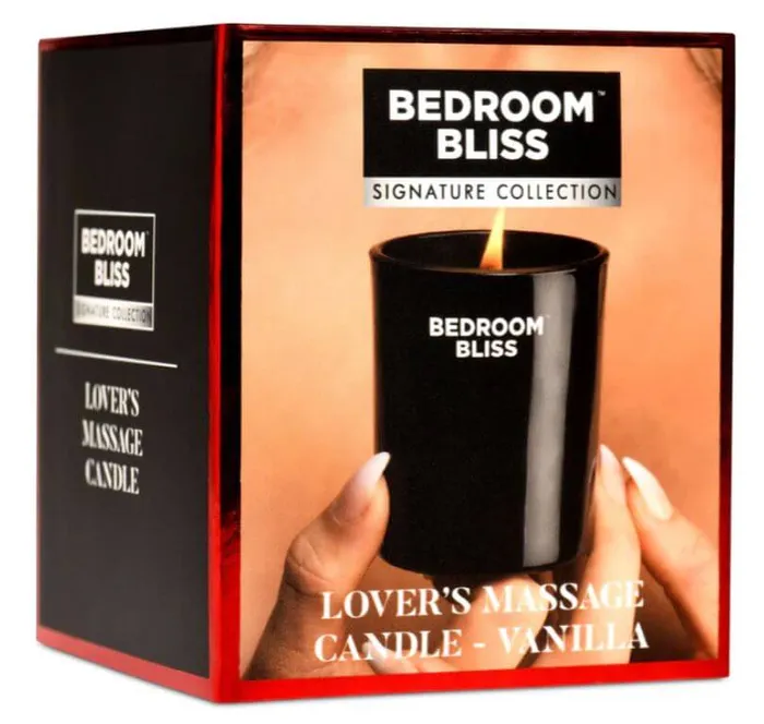XR Brands Couples Bedroom Bliss Lovers Vanilla Scented Massage Candle Perfect for Wax Play and Sensual Massage