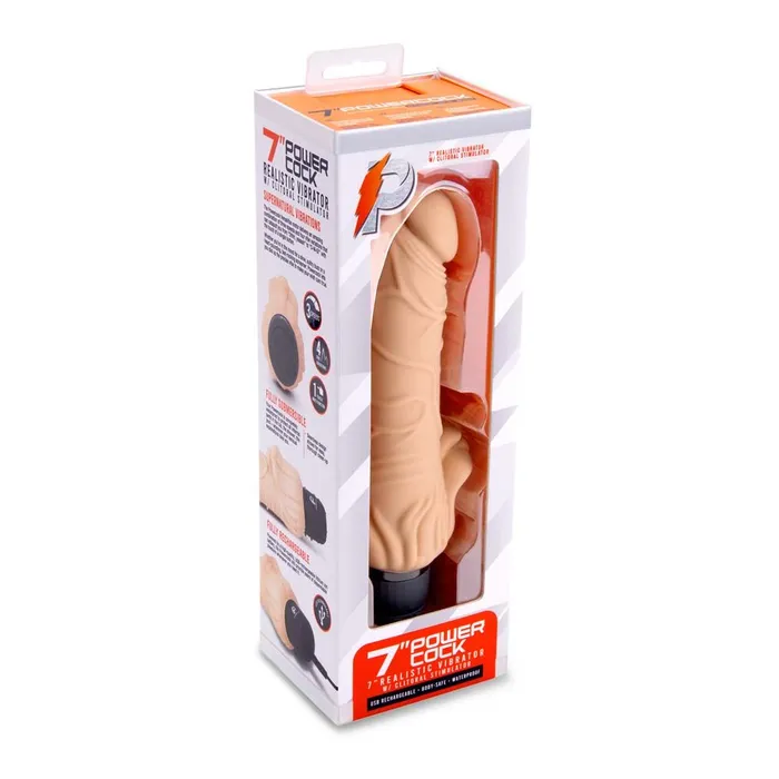 7 Realistic Vibrator With Clitoral Stimulator Powercocks Female Sex Toys
