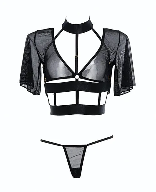 Allure Lingerie Anal Adore Dreamer Sheer Mesh Strappy Top Thong Black Os Allure Lingerie Anal Adore Dreamer Sheer Mesh Strappy Top Thong Black Os