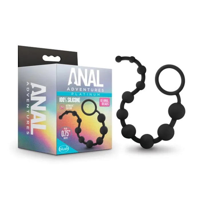 Anal Adventures Platinum Silicone 10 Anal Beads Black Blush Novelties Male Sex Toys Anal Adventures Platinum Silicone 10 Anal Beads Black Blush Novelties Male Sex Toys