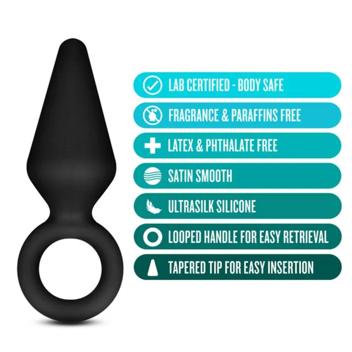 Anal Blush Novelties Anal Adventures Platinum Silicone Loop Plug Small Black Anal Blush Novelties Anal Adventures Platinum Silicone Loop Plug Small Black