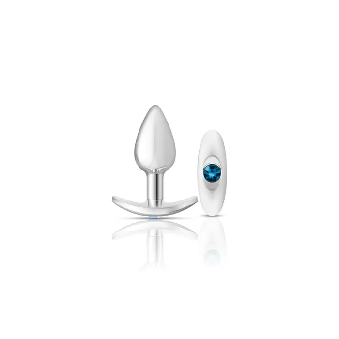 Anal MyPleasure Cheeky Charms Silver Metal Butt Plug Kit Clear Teal