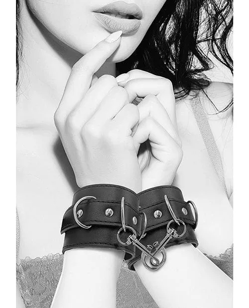 Anal Shots America Shots Ouch Black White Bonded Leather Handankle Cuffs Black Anal Shots America Shots Ouch Black White Bonded Leather Handankle Cuffs Black