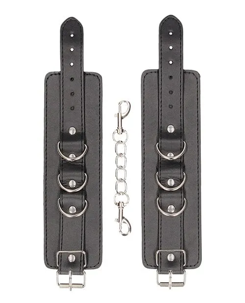 Anal Shots America Shots Ouch Black White Bonded Leather Handankle Cuffs Black Anal Shots America Shots Ouch Black White Bonded Leather Handankle Cuffs Black