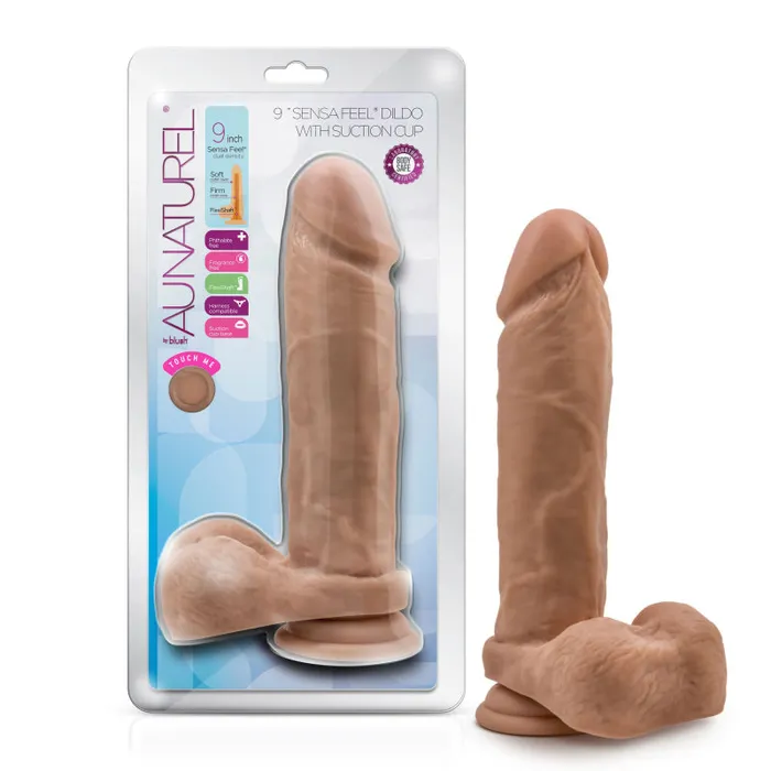 Au Natural 95 Inch Dildo With Suction Cup Mocha Blush Novelties Dildos