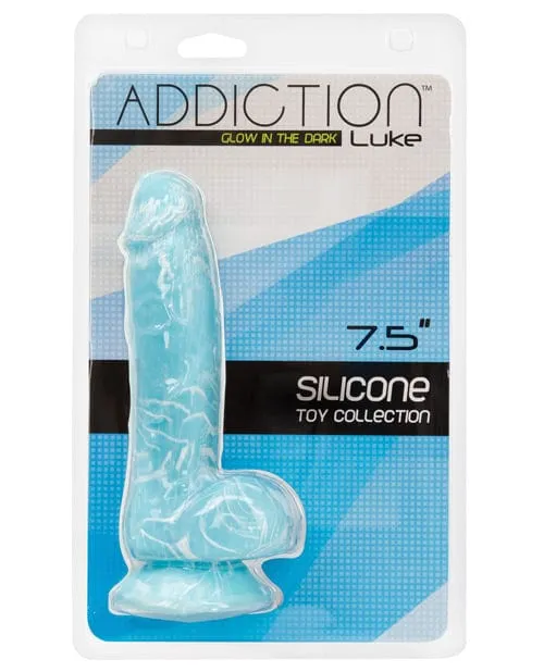 BMS Enterprises Addiction Luke 75 Glow In The Dark Dildo Blue Dildos