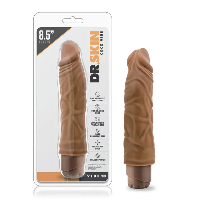 Blush Novelties Dildos Dr Skin Cock Vibe 10 85 Inch Vibrating Cock Mocha