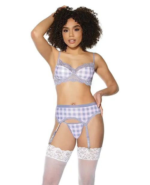 Coquette International Vibrators Crystal Pink Buffalo Check Print Bra Garter Belt GString Coquette International Vibrators Crystal Pink Buffalo Check Print Bra Garter Belt GString