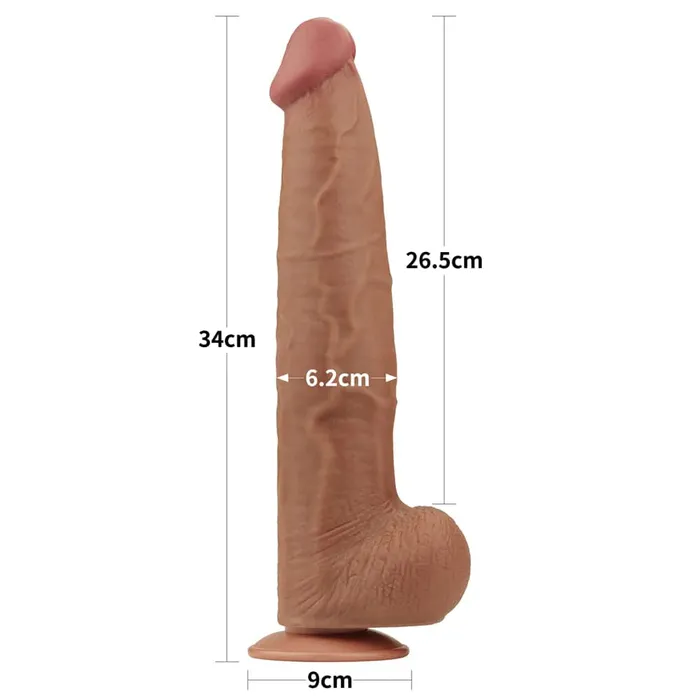 Dildos 135 Huge Soft Sliding Skin Dual Density Dildo With Balls lovetoy