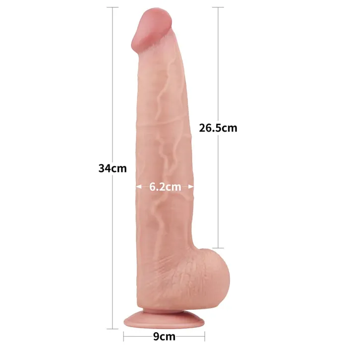 Dildos 135 Huge Soft Sliding Skin Dual Density Dildo With Balls lovetoy