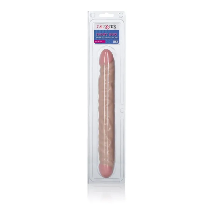 Dildos Ivory Duo 12 Inches Veined Double Dong CalExotics