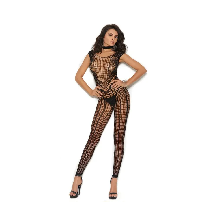 Elegant Moments Bodystockings Playsuits Crochet Footless Bodystocking With Open Crotch One Size Black Elegant Moments Bodystockings Playsuits Crochet Footless Bodystocking With Open Crotch One Size Black