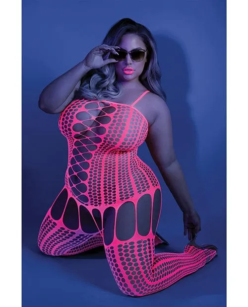 Glow Black Light Criss Cross Paneled Bodystocking Neon Pink One Size Fits Most Plus Size Fantasy Lingerie Teddies And Bodies Glow Black Light Criss Cross Paneled Bodystocking Neon Pink One Size Fits Most Plus Size Fantasy Lingerie Teddies And Bodies