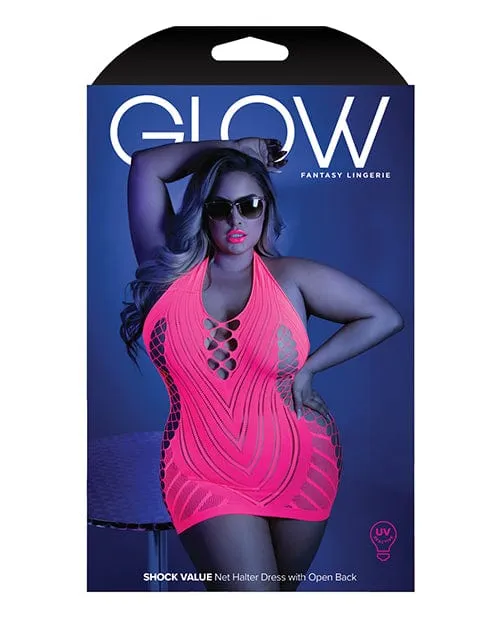 Glow Black Light Net Halter Dress Neon Pink One Size Fits Most Plus Size Fantasy Lingerie Teddies And Bodies Glow Black Light Net Halter Dress Neon Pink One Size Fits Most Plus Size Fantasy Lingerie Teddies And Bodies