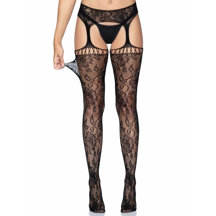 Leg Avenue Teddies And Bodies Gardenia Lace Garter Belt Stockings One Size One Size Black Leg Avenue Teddies And Bodies Gardenia Lace Garter Belt Stockings One Size One Size Black
