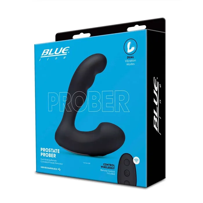 Male Sex Toys Blue Line Men Prober Dual Vibrating Remote Controlled Prostate Stimulator