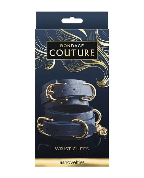 NS Novelties Vibrators Bondage Couture Vinyl Wrist Cuff Blue