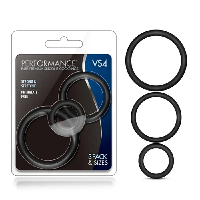 Performance Vs4 Pure Premium Silicone Cockring Set Black Blush Novelties Anal Performance Vs4 Pure Premium Silicone Cockring Set Black Blush Novelties Anal