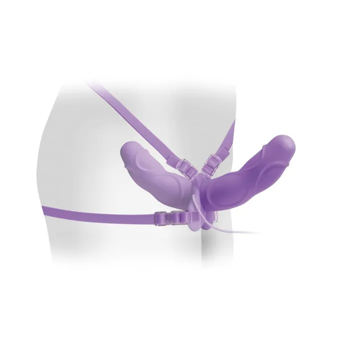 Pipedream Fetish Fantasy Elite Vibrating Double Delight Strapon Purple Female Sex Toys Pipedream Fetish Fantasy Elite Vibrating Double Delight Strapon Purple Female Sex Toys