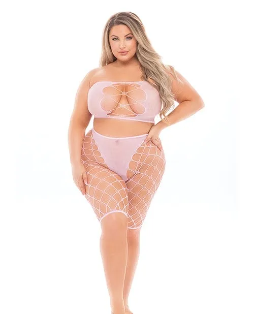 Rene Rofe Vibrators Pink Lipstick Empress Biker Short Bandeau Top fits Up To 3x Rene Rofe Vibrators Pink Lipstick Empress Biker Short Bandeau Top fits Up To 3x