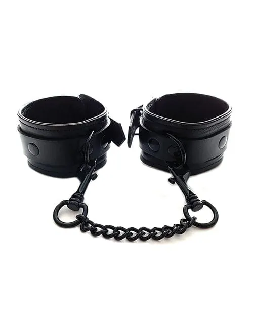 Rouge Leather Wrist Cuffs Black With Black Rouge Restraints