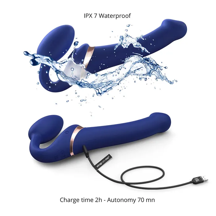 StrapOnMe StrapOnMe MultiOrgasm Small Bendable StrapOn Blue Female Sex Toys