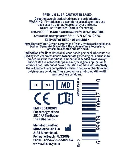 Swiss Navy Swiss Navy Premium Water Base Lubricant Anal Swiss Navy Swiss Navy Premium Water Base Lubricant Anal