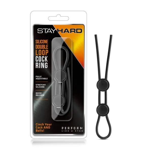 The Pleasure Parlor Male Sex Toys Stay Hard Silicone DoubleLoop Adjustable Cock Ring
