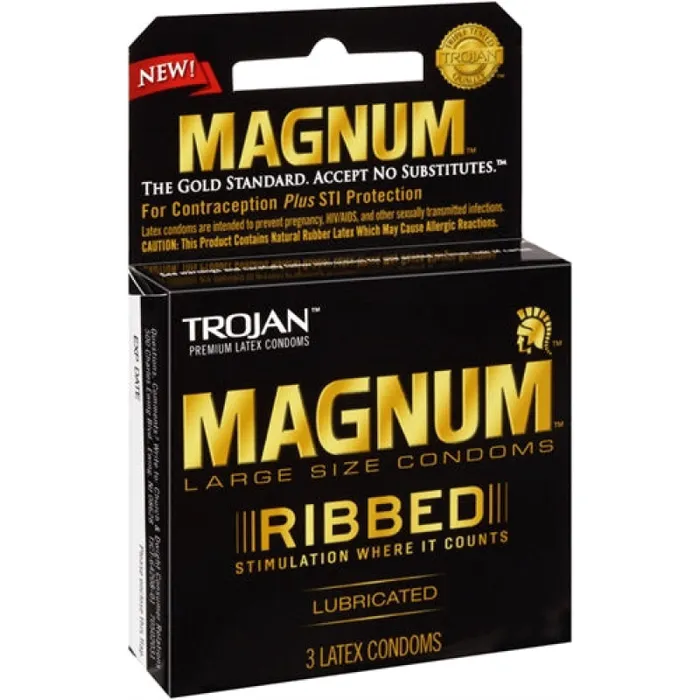 Trojan Magnum Ribbed 3 Pack Trojan Condoms Male Sex Toys Trojan Magnum Ribbed 3 Pack Trojan Condoms Male Sex Toys