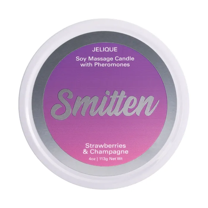 Vibrators Jelique Products Mood Candle Smitten Strawberry and Champagne 4 Oz Jar