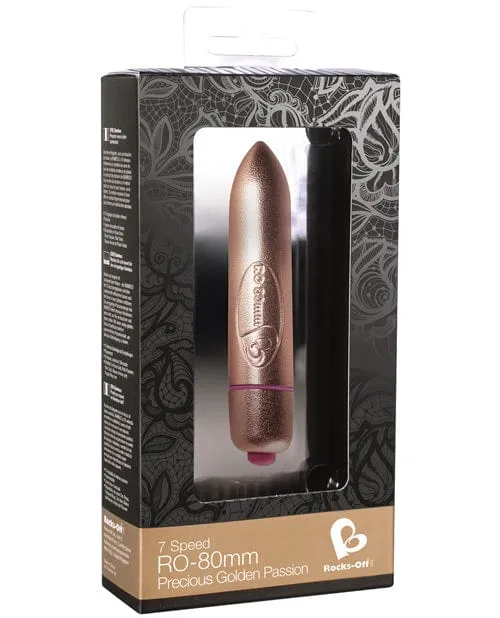 Vibrators Rocks Off Precious Golden Passion Colored Ro80 mm Bullet 7 Speed Gold Rocksoff