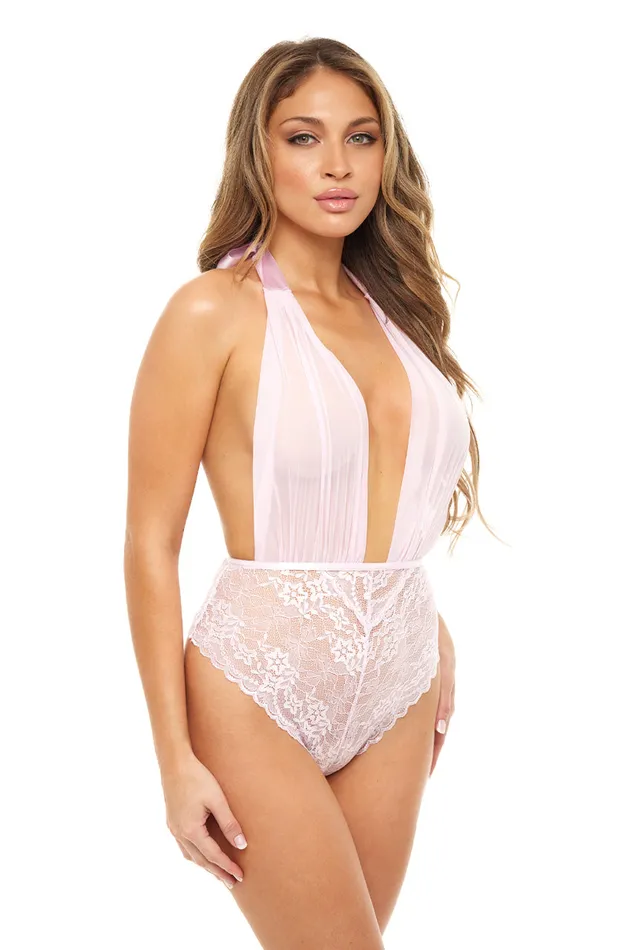 Vibrators Unavoidable Kiss Plunge Teddy in Soft Pink Oh La La Cheri