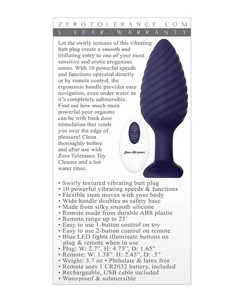Zero Tolerance Zero Tolerance Wicked Twister Anal Rechargeable Purple Anal