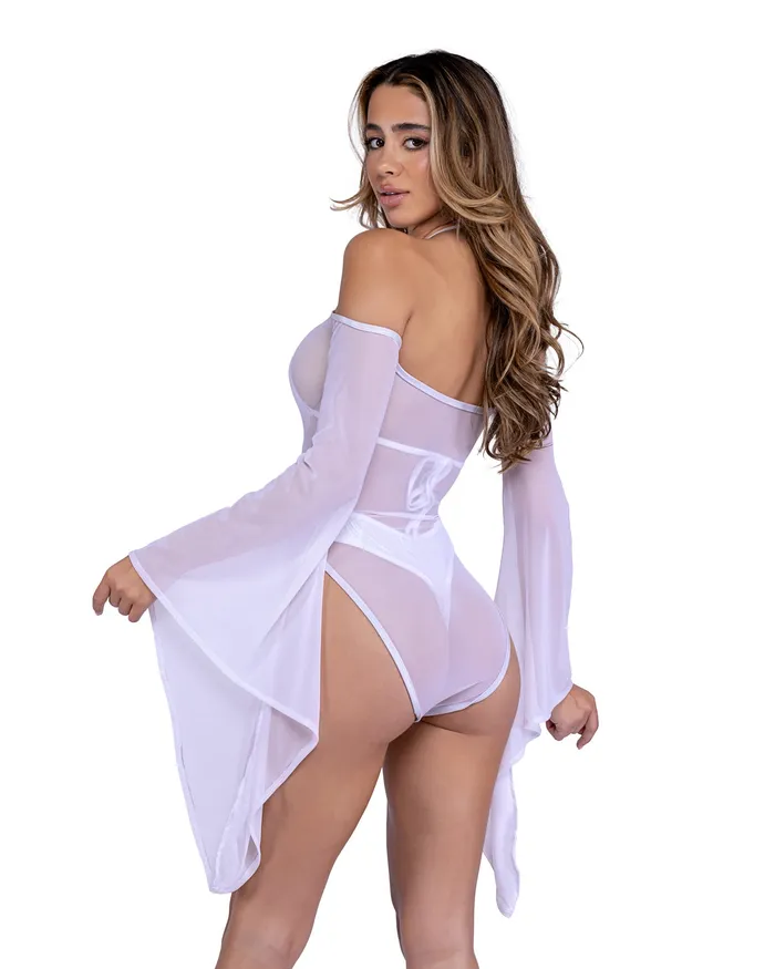 6497 Sheer Mesh Romper with Bell Sleeves Roma Costume Inc Female Sex Toys 6497 Sheer Mesh Romper with Bell Sleeves Roma Costume Inc Female Sex Toys