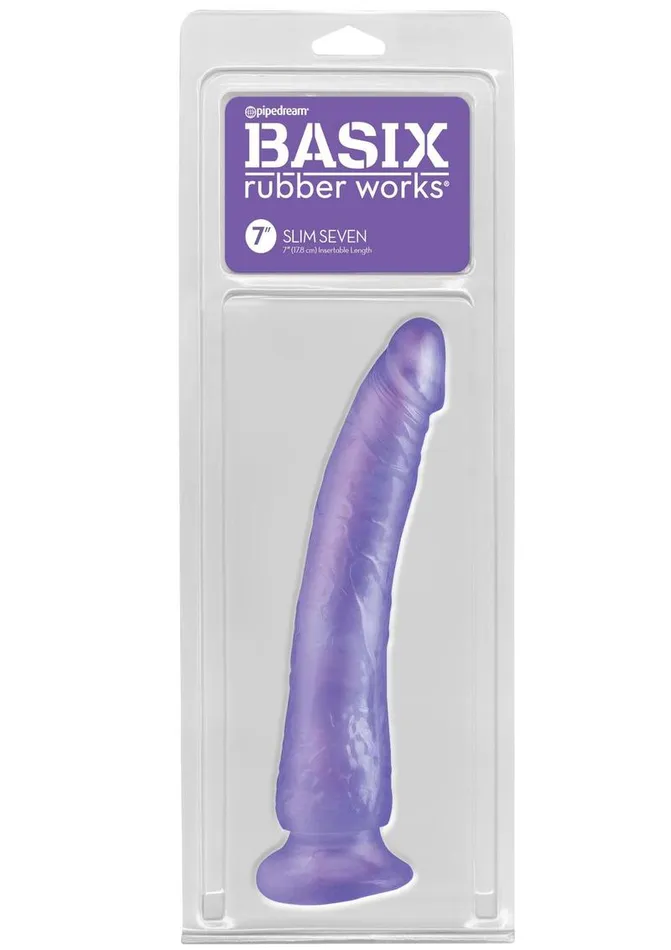 Basix Rubber Works Basix Dong Slim 7 with Suction Cup Female Sex Toys