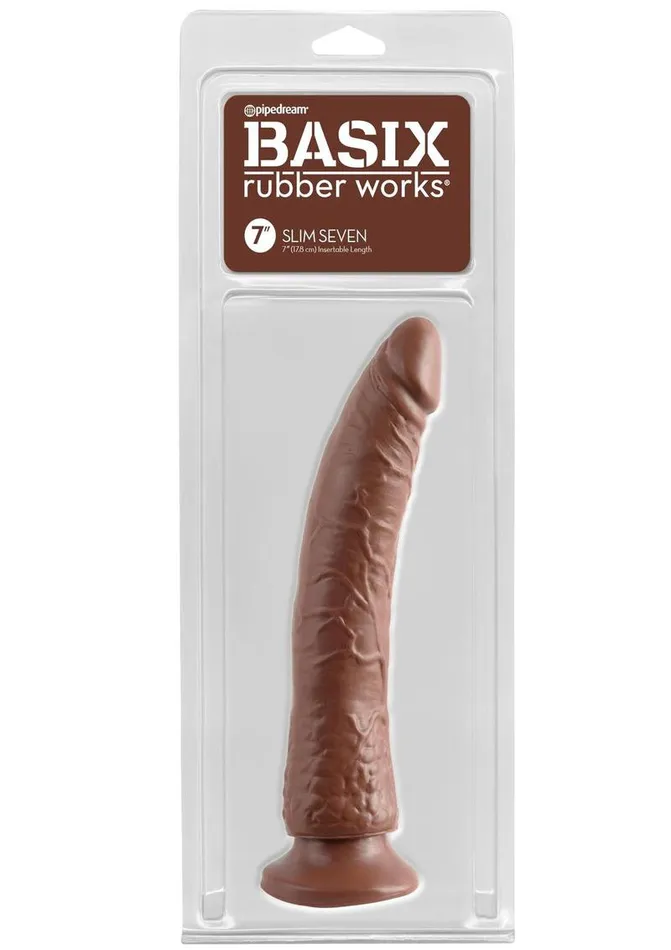 Basix Rubber Works Basix Dong Slim 7 with Suction Cup Female Sex Toys
