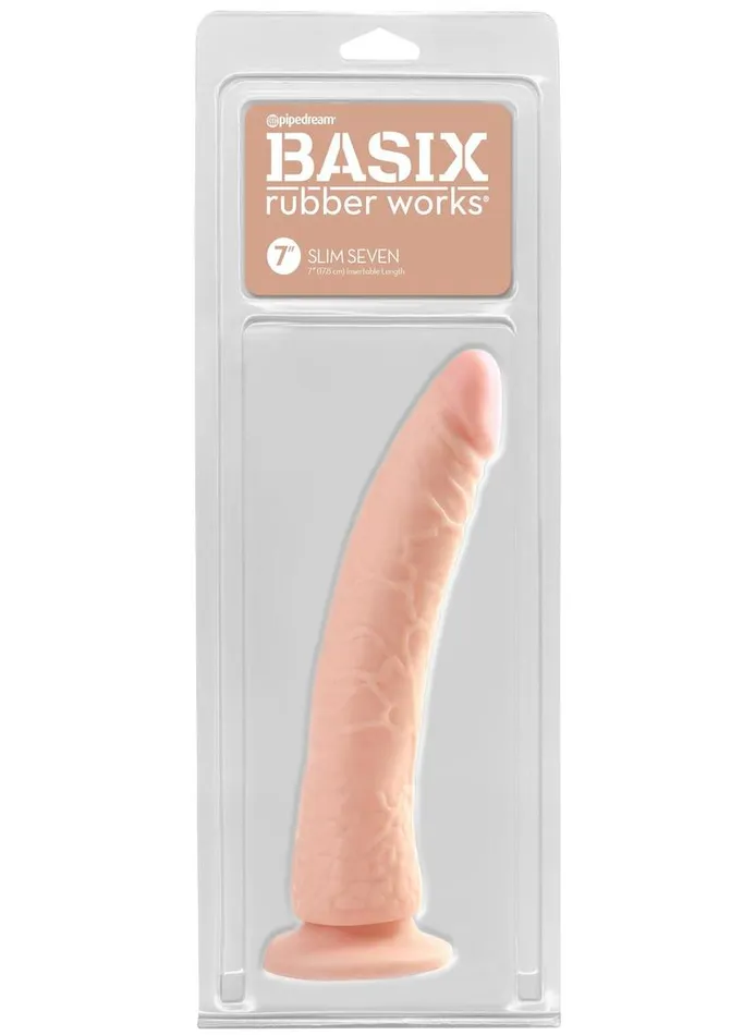 Basix Rubber Works Basix Dong Slim 7 with Suction Cup Female Sex Toys
