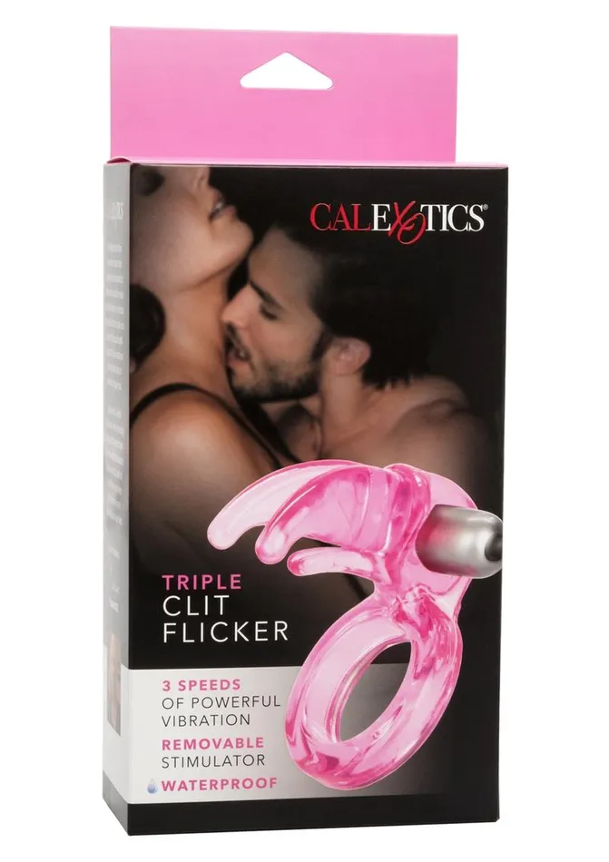 Couples Enhancers Triple Clit Flicker Cock Ring Male Sex Toys