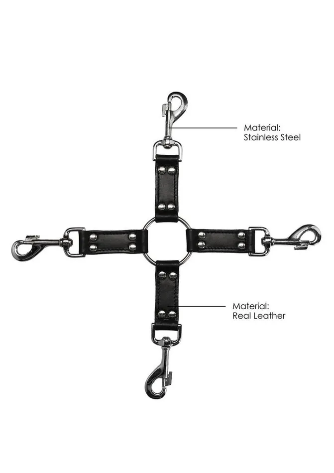 Couples Ouch Ouch Pain 4Way Leather Hogtie Cross
