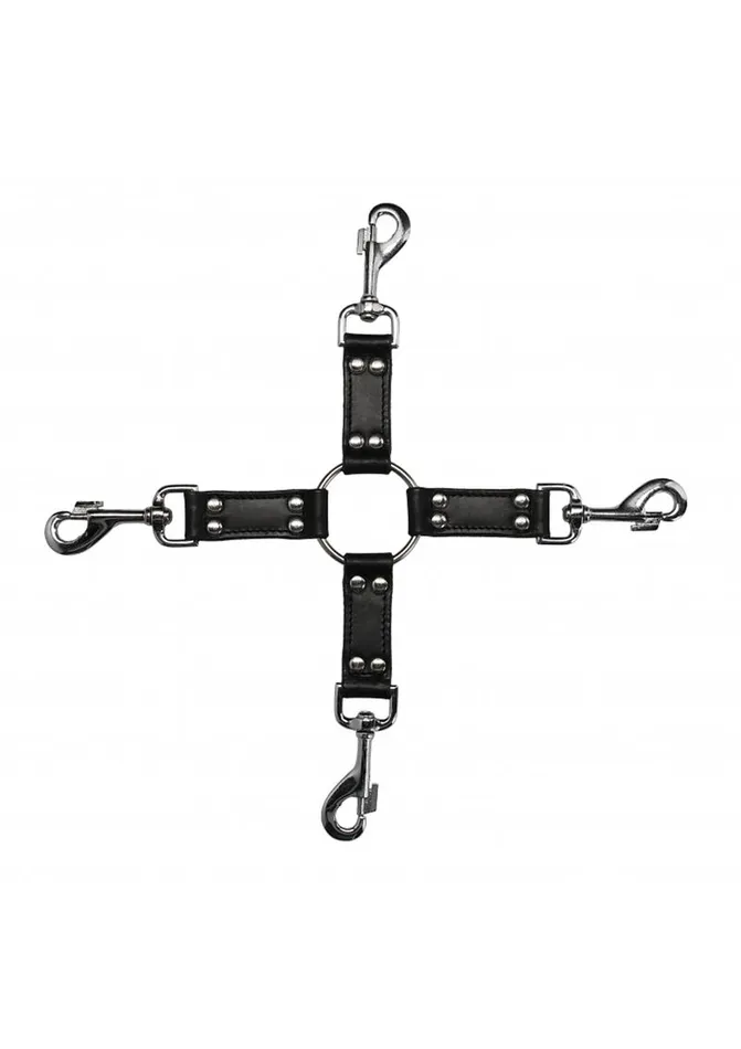 Couples Ouch Ouch Pain 4Way Leather Hogtie Cross