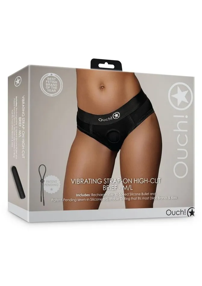 Female Sex Toys Ouch Ouch Vibrating StrapOn HighCut Brief Rechargeable