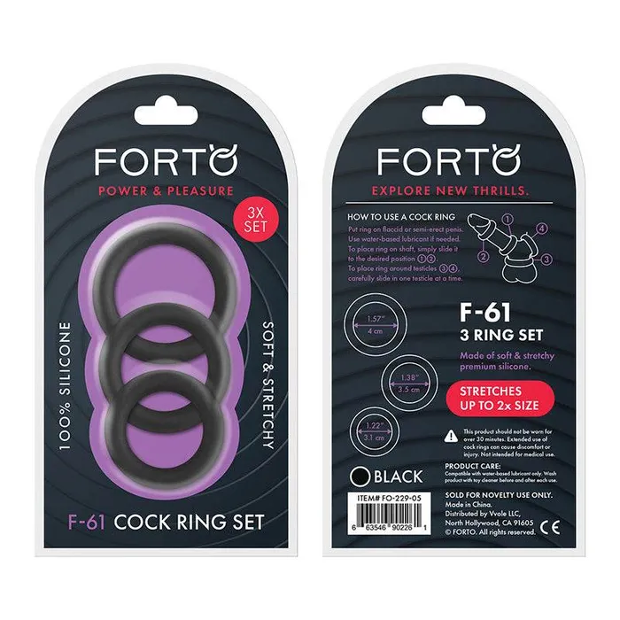 Forto F61 3Piece Silicone Cockring Set Vvole Female Sex Toys