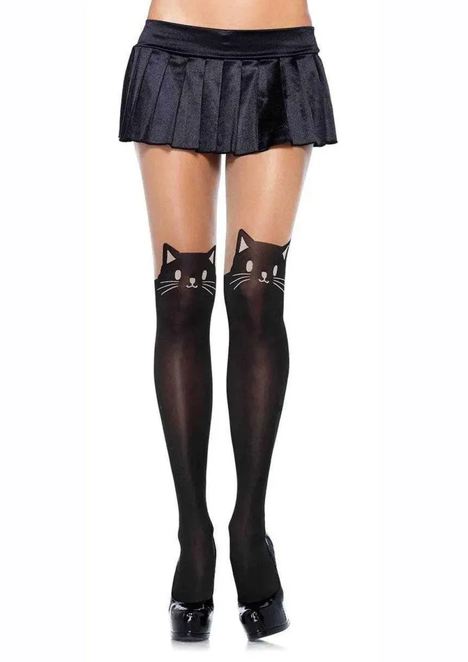 Leg Avenue Black Cat Spandex Opaque Pantyhose with Sheer Thigh Accent Leg Avenue Anal Leg Avenue Black Cat Spandex Opaque Pantyhose with Sheer Thigh Accent Leg Avenue Anal