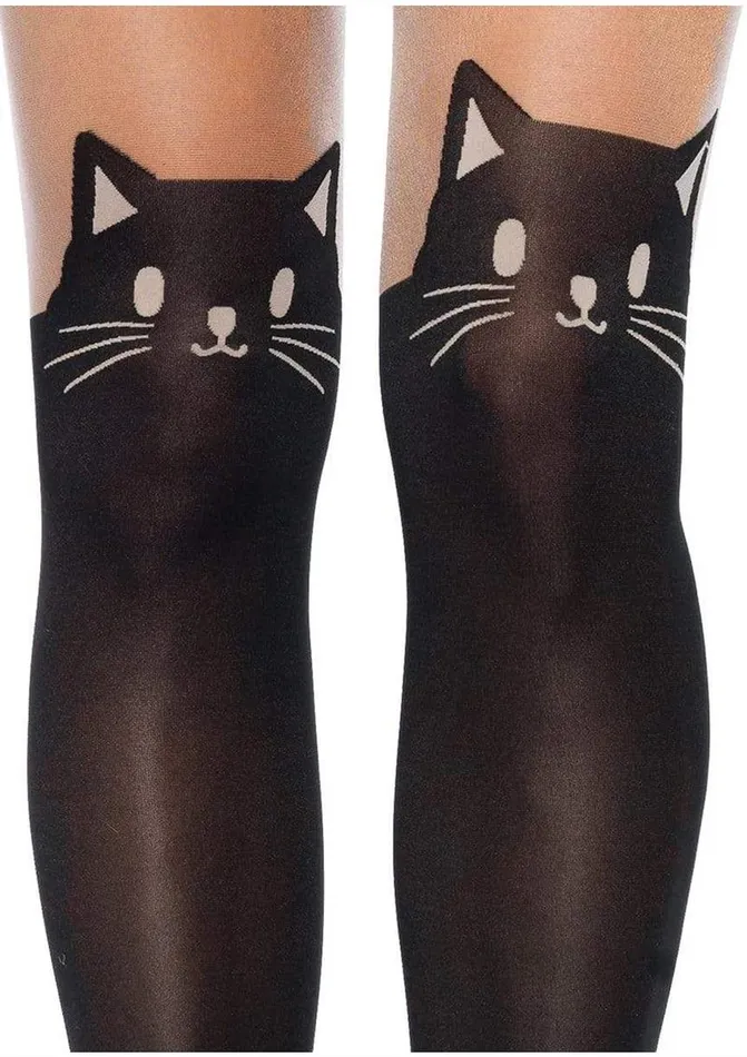 Leg Avenue Black Cat Spandex Opaque Pantyhose with Sheer Thigh Accent Leg Avenue Anal Leg Avenue Black Cat Spandex Opaque Pantyhose with Sheer Thigh Accent Leg Avenue Anal