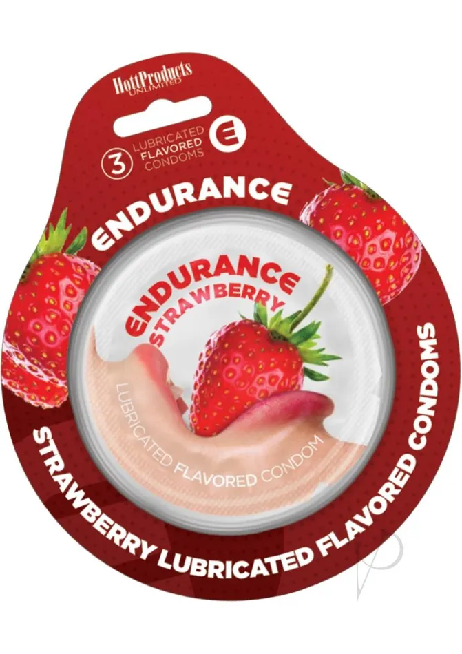 Lubricated Flavored Endurance Condoms 3 Per Pack Strawberry Endurance Condom Enhancers