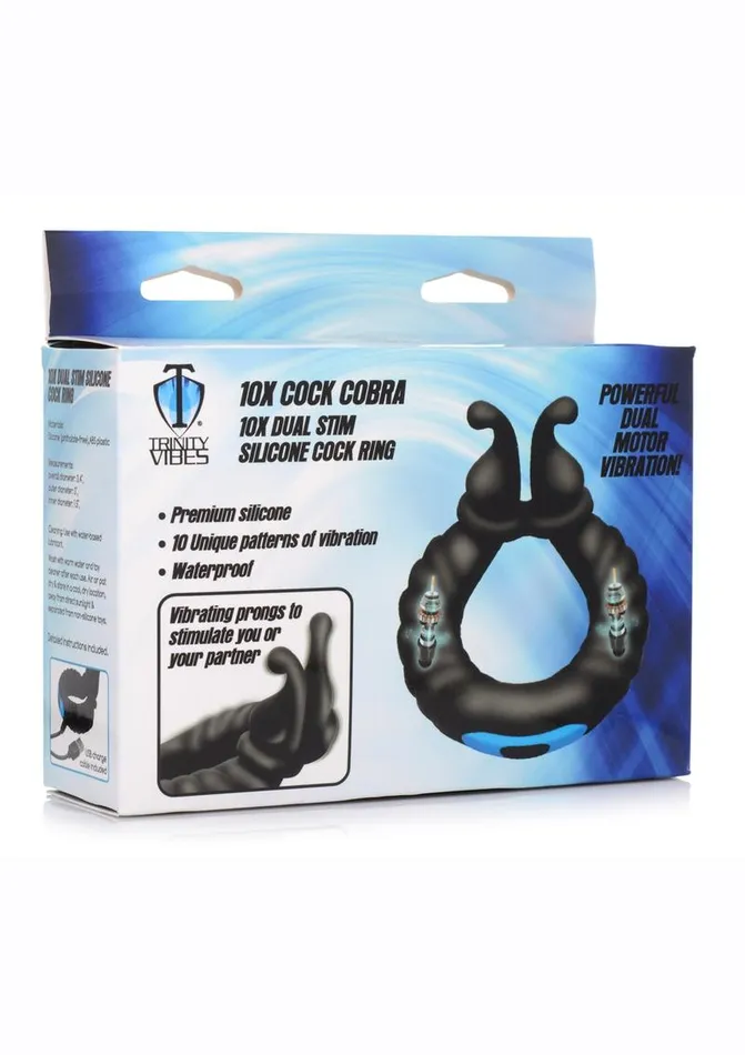 Male Sex Toys Trinity Men Trinity Men 10x Cock Cobra Dual Stimulating Rechargeable Silicone Cock Ring