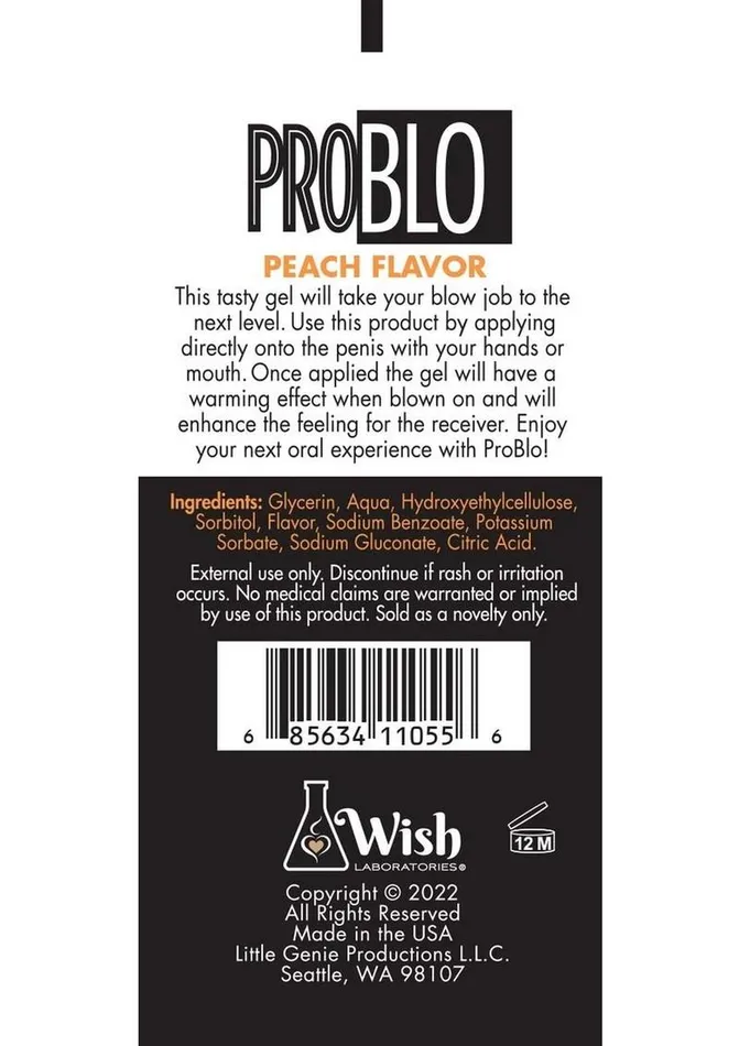 Problo Oral Pleasure Flavored Gel 15oz Peach Problo Enhancers
